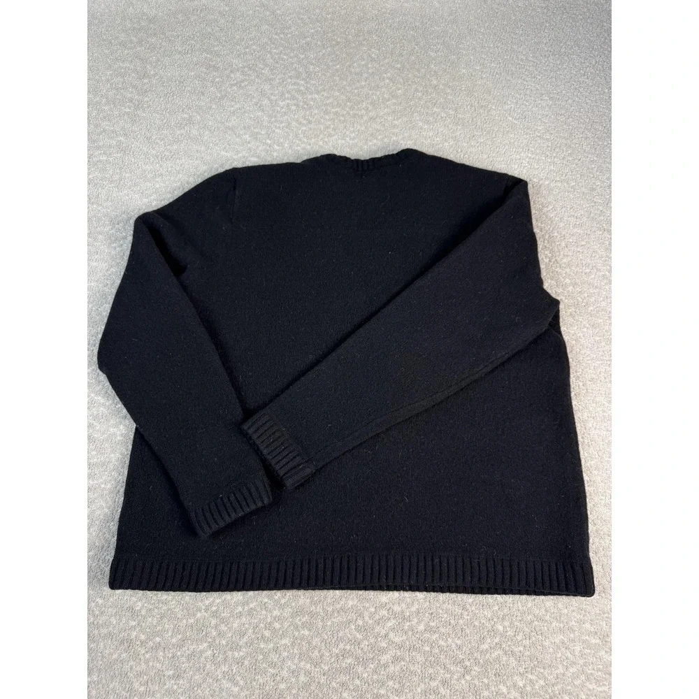 Banana Republic Sweater Mens L Black Lambswool Cashmere‎ Elbow Patch Crewneck
